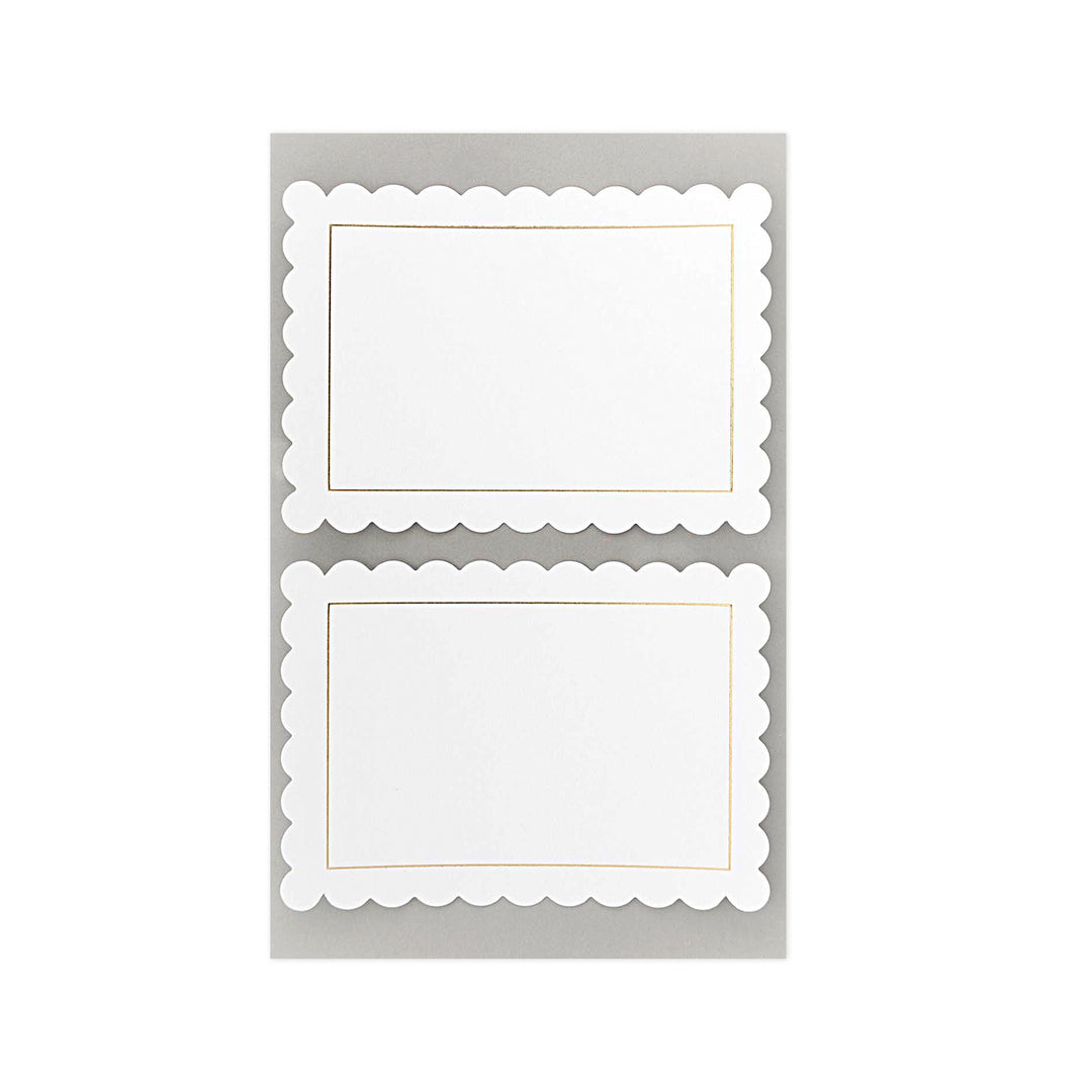 Weiße Papier Sticker mit Rosetten-Rand 8,5 x 6,2 cm 8 Stück
