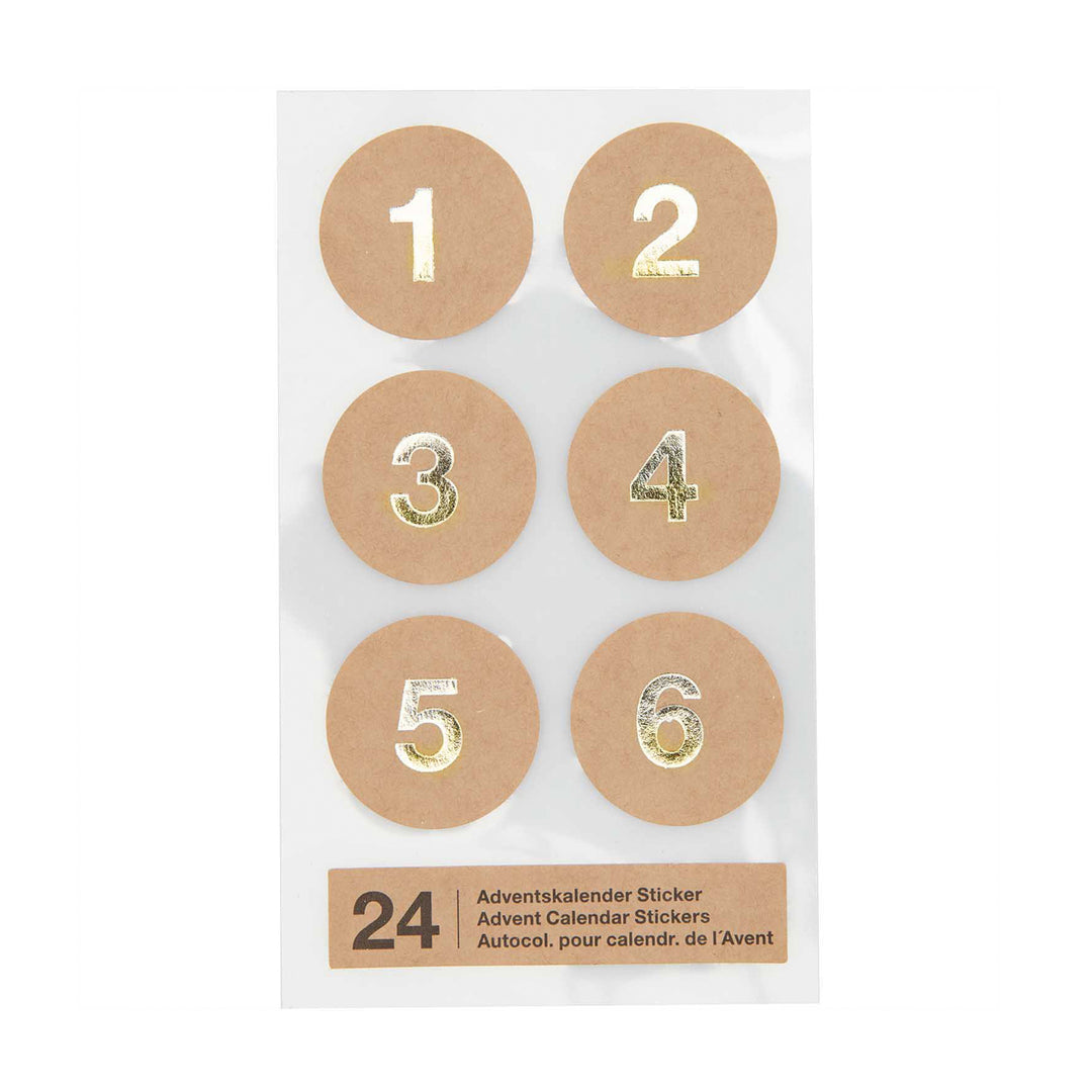 Adventskalender Sticker Zahlen 1-24 kraftpapier/gold