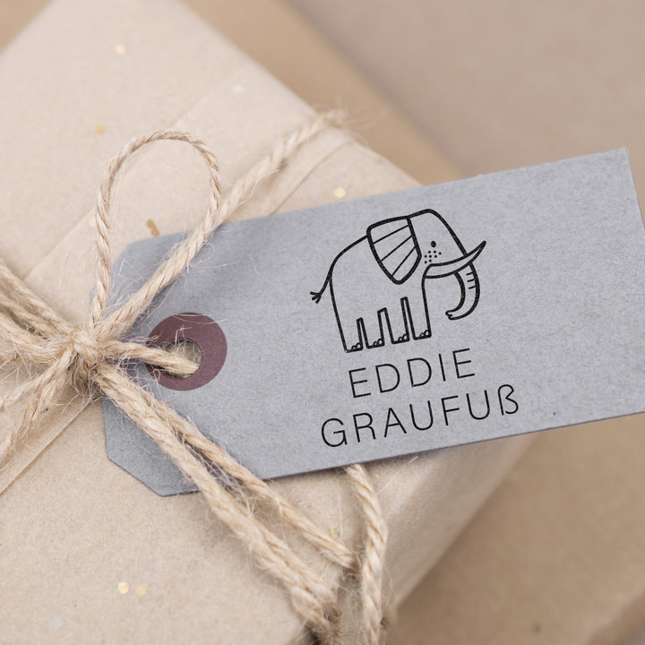 Großer Namens-Stempel Elefant x Vorname und Nachname