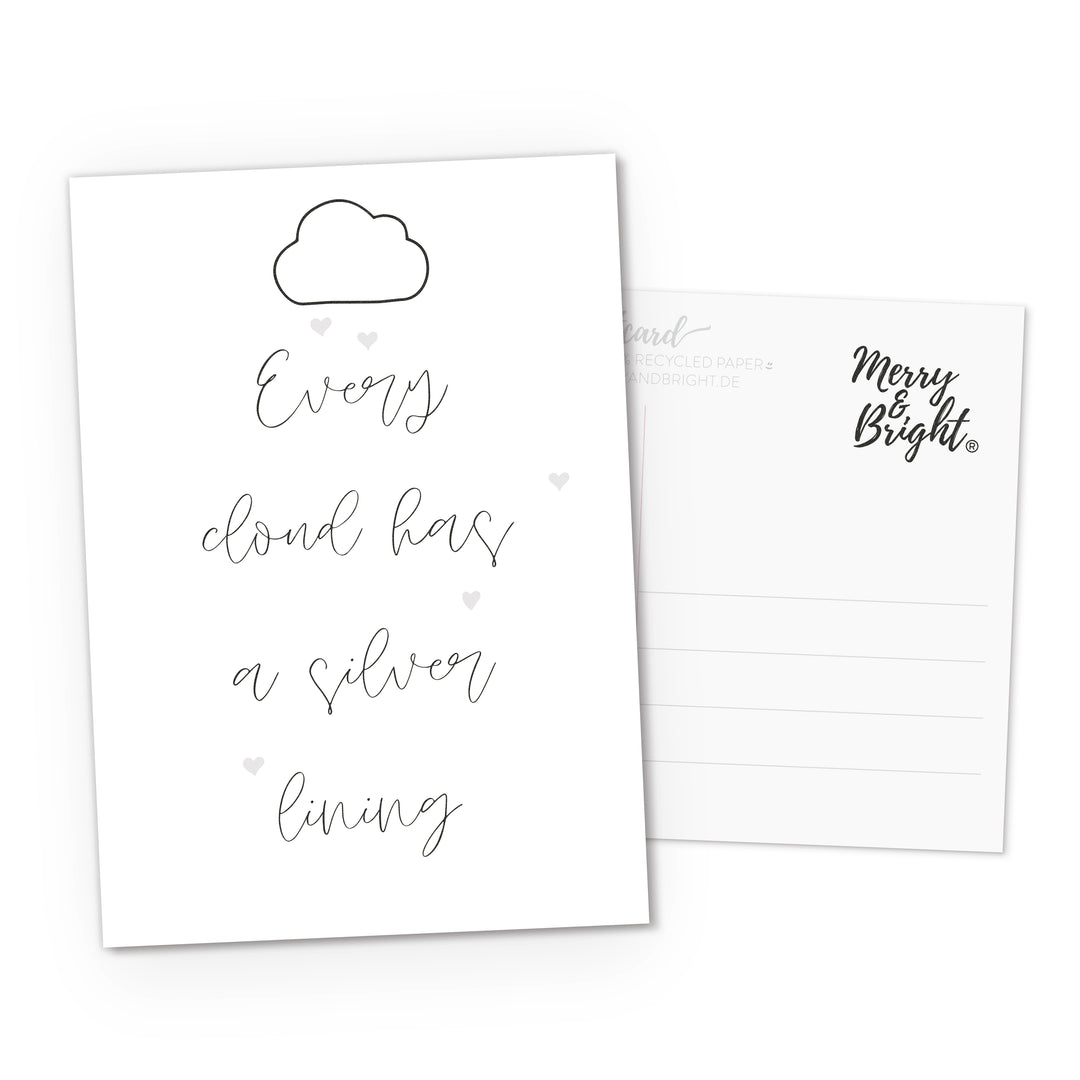 Postkarte DIN A6 Quote Every cloud has a silver lining