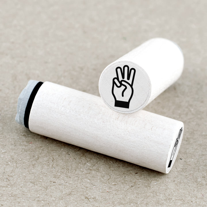 Ministempel Hand Geste drei