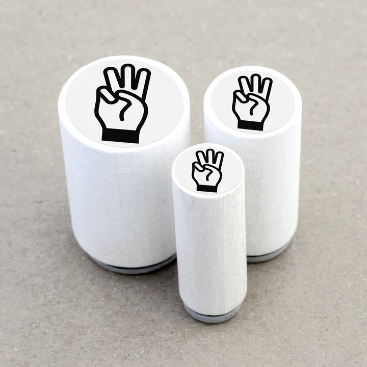 Ministempel Hand Geste drei