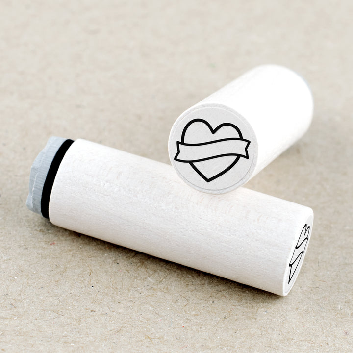 Mini Rubber Stamp Heart Banner