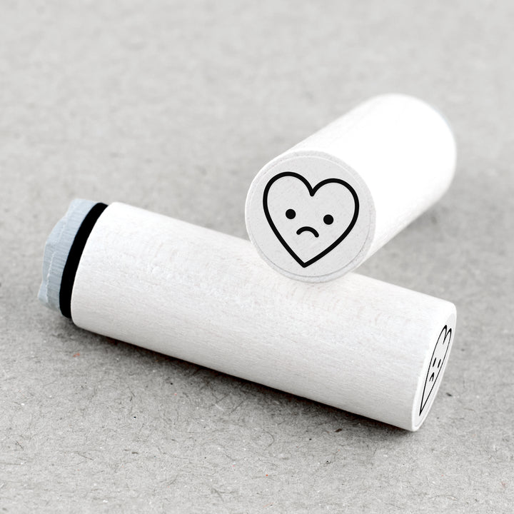 Mini Rubber Stamp Heart Sad