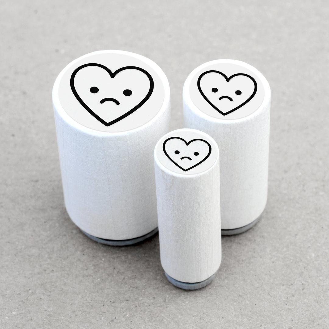 Mini Rubber Stamp Heart Sad