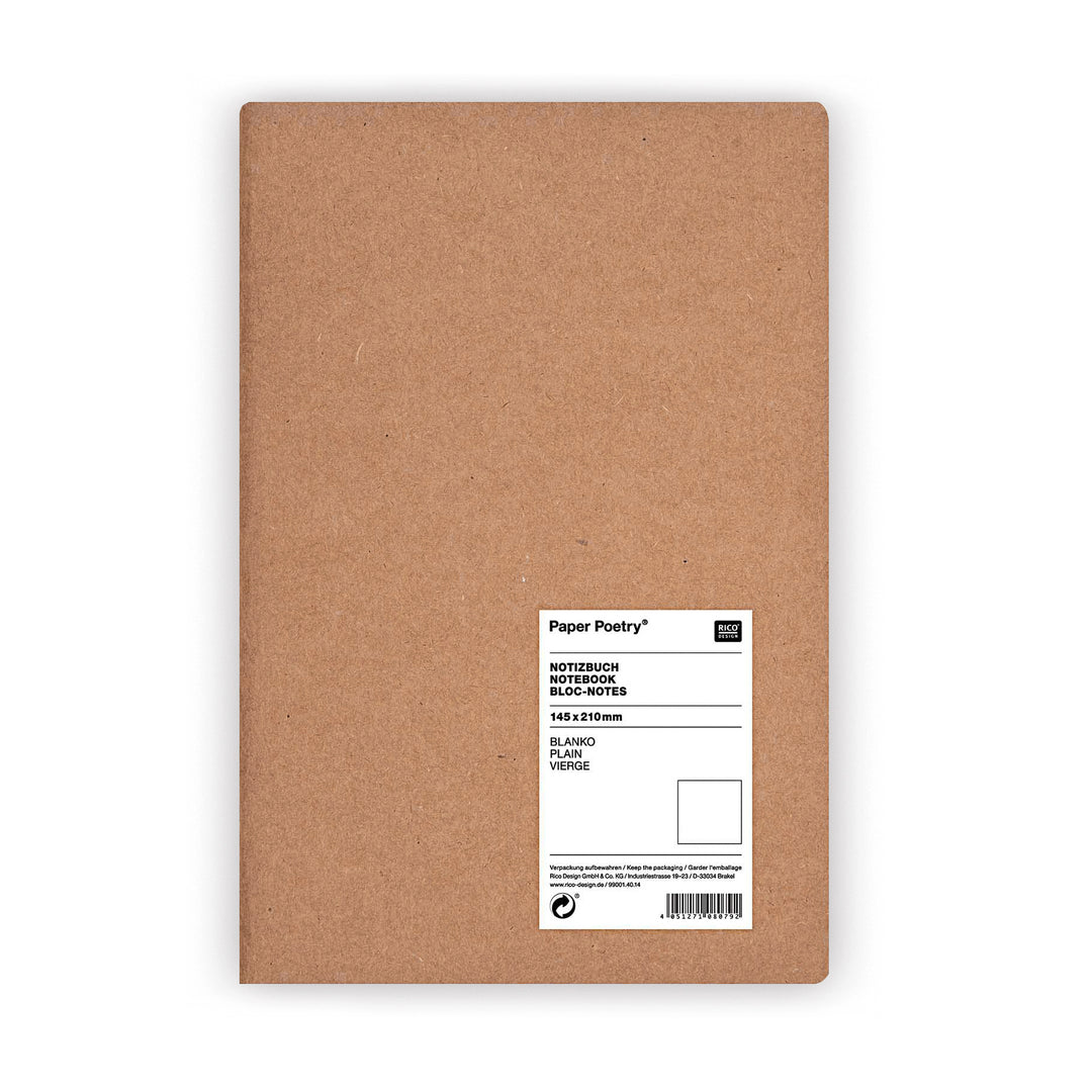Notizheft mit Blanko-Seiten DIN A6 DIN A5 Kraftpapiereinband
