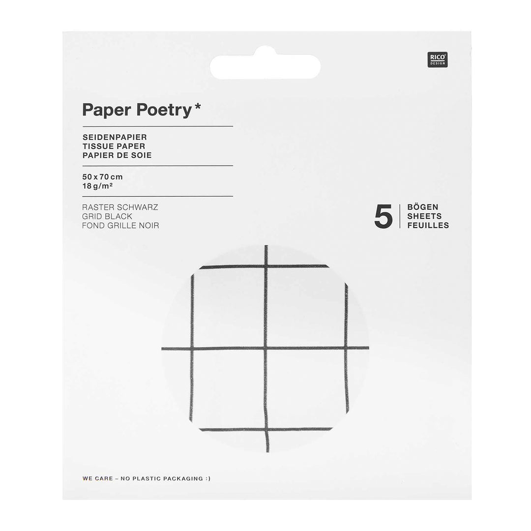 Seidenpapier Karomuster schwarz/weiß 5 Stück