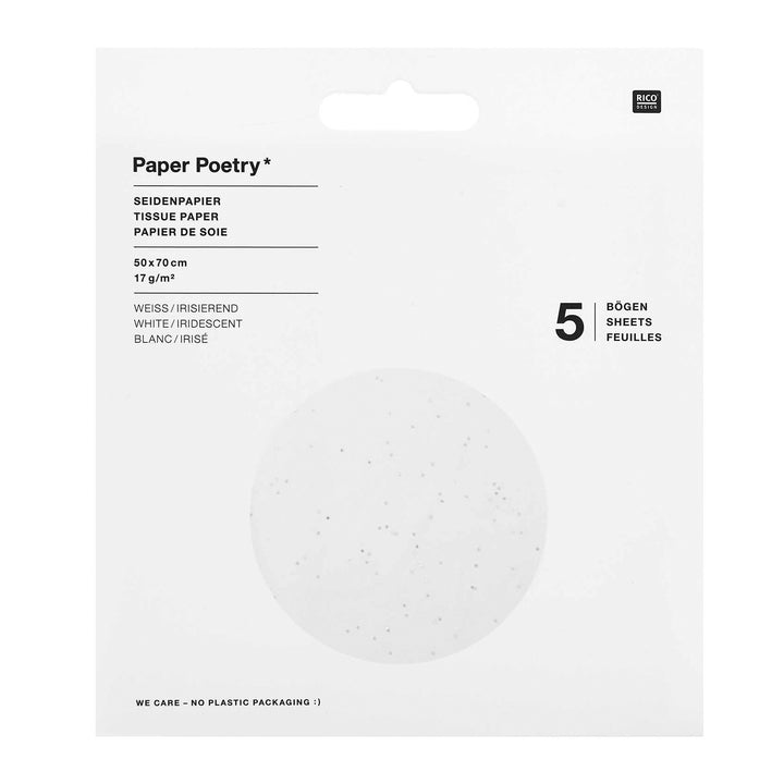 Seidenpapier weiß Punkte silber 5 Stück