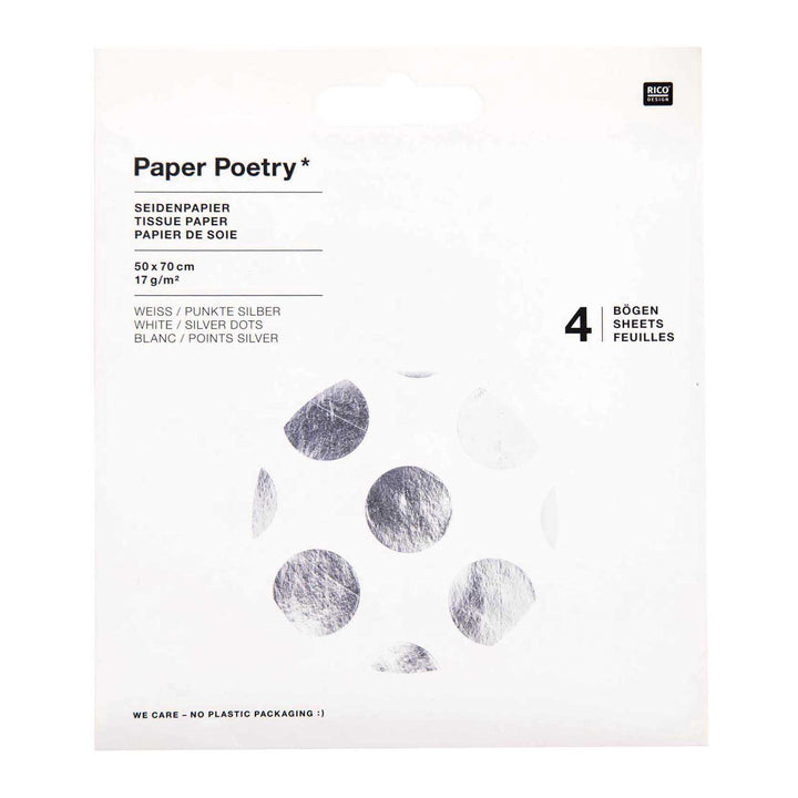 Seidenpapier weiß Hot Foil Punkte silber 4 Stück