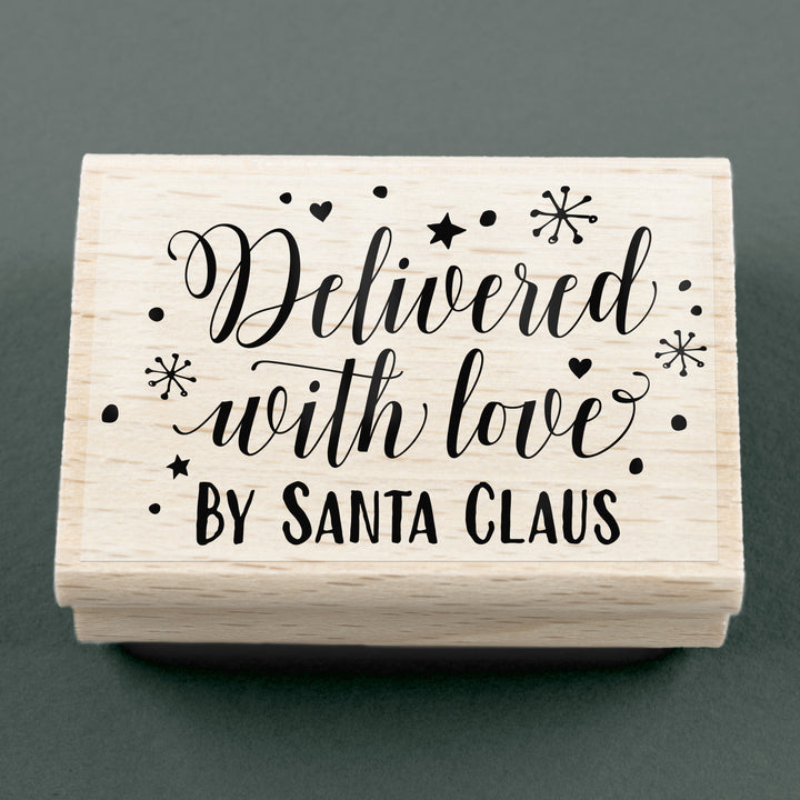 Stempel Delivered with love by Santa Claus 60 x 40 mm