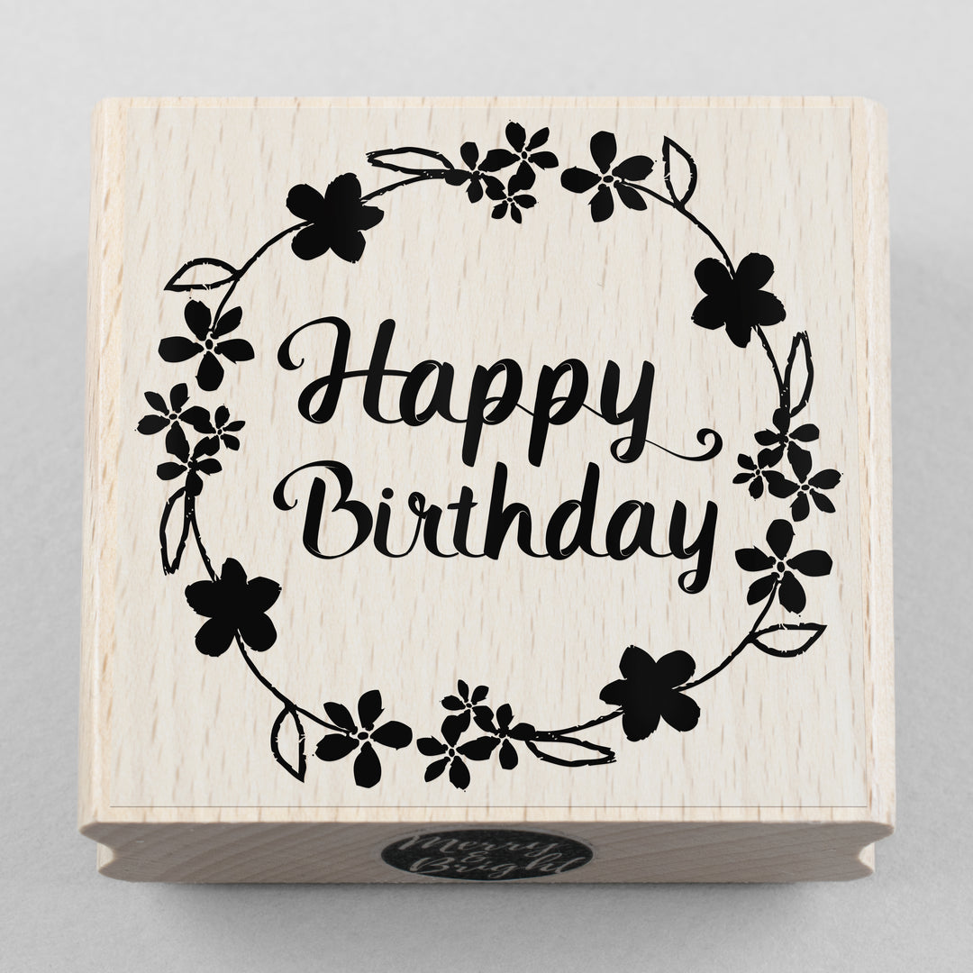 Stempel Happy Birthday 60 x 60 mm