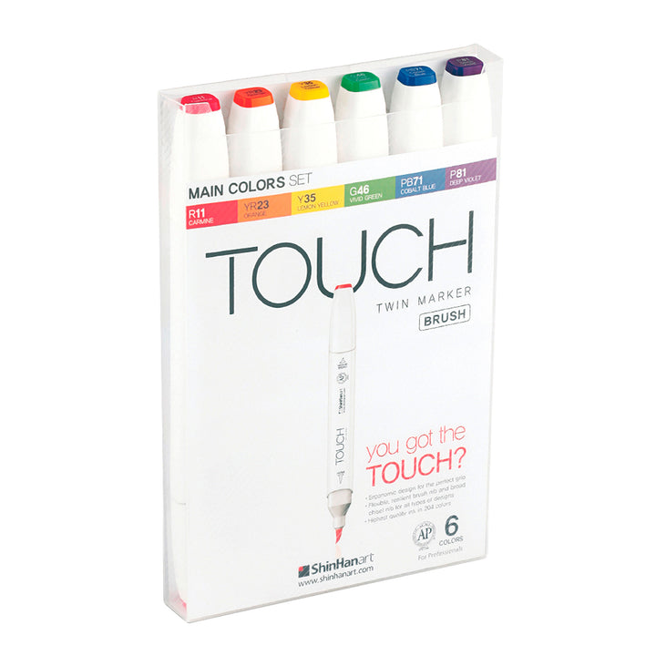 TOUCH TWIN Brush Marker Main Colors 6 Stück